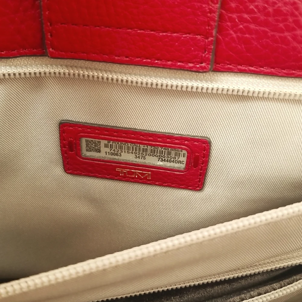 Tumi Stanton Kiran Leather Tote in Raspberry Red - Picture 15 of 15